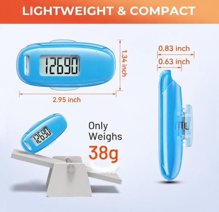 3D Pedometer for Walking, Step Counter with Backlight & USB Charge ...